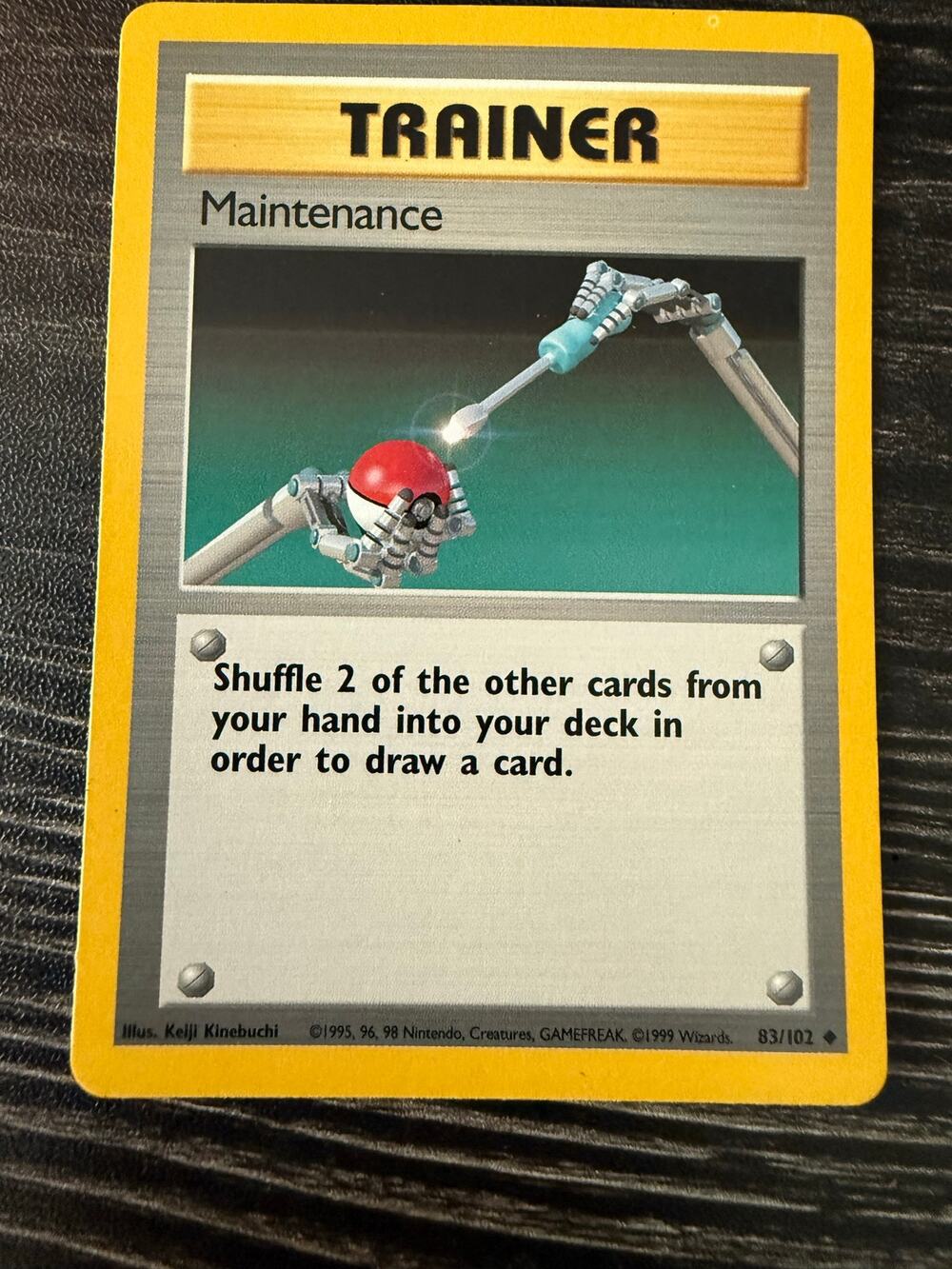 Vintage 1999 Pokémon Base Set Maintenance Trainer Card #83/102